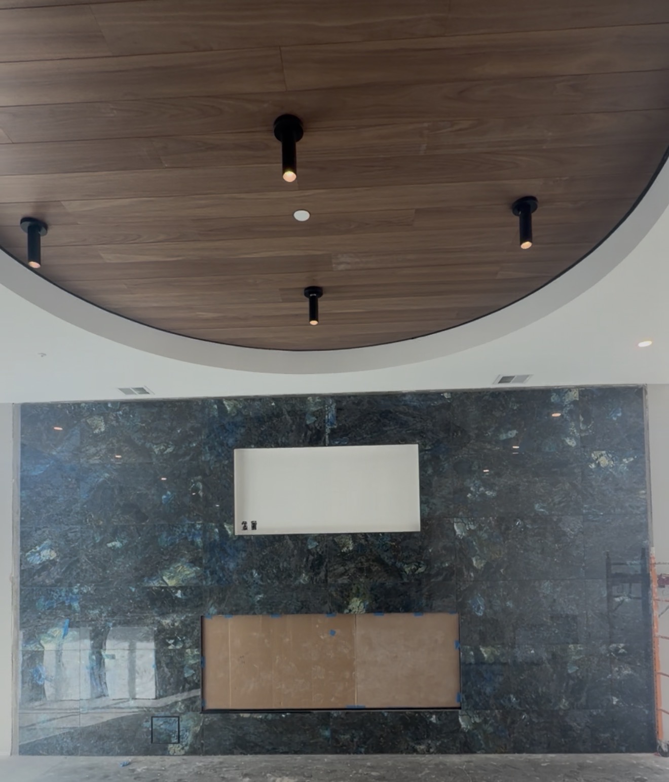 Nova Apartments labradorite lobby feature wall